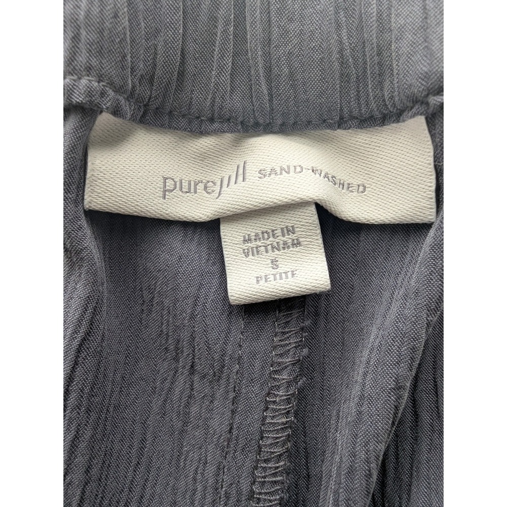 Pure Jill Wide Leg Crinkle Pants Women S Petite Gray Sand-Washed Tencel Modal - Picture 4 of 9